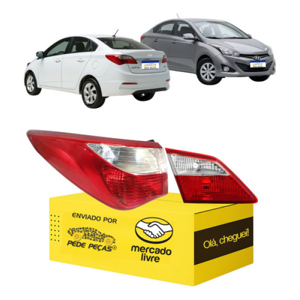 Par Lanterna Hb20 Sedan 2013 2014 2015 16 2017 2018 2019 L.e Esquerdo/motorista Vermelho Cristal