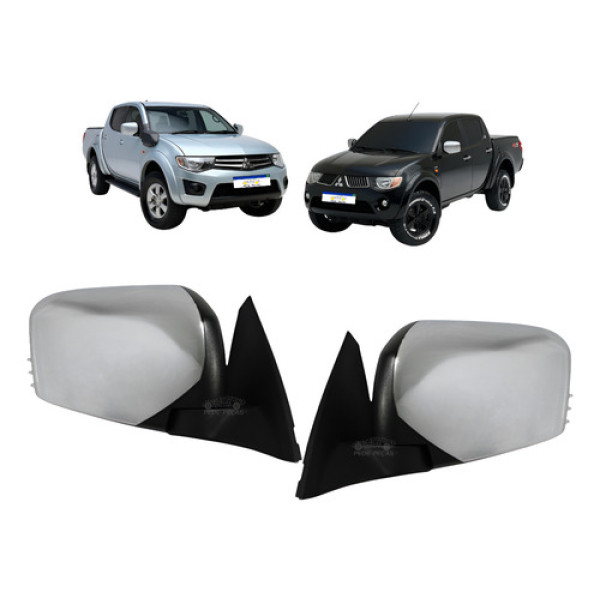 Par Retrovisor Mitsubishi Triton 2009 A 2017 Manual Cromado