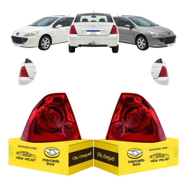Par Lanterna Peugeot 307 Sedan 2007 2008 2009 10 11 12 Novo Ambos Lados Vermelho