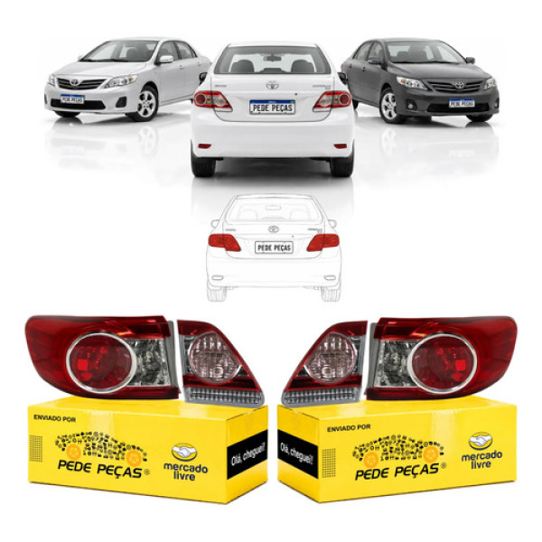 Kit Completo Lanterna Sinaleira Corolla 2012 2013 2014 S/led Ambos Lados Vermelho/rosa