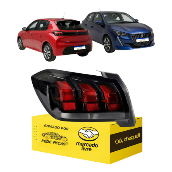Lanterna Peugeot 208 2021 2022 2023 2024 L.e Griffe Allure Esquerdo/motorista Vermelho/preto