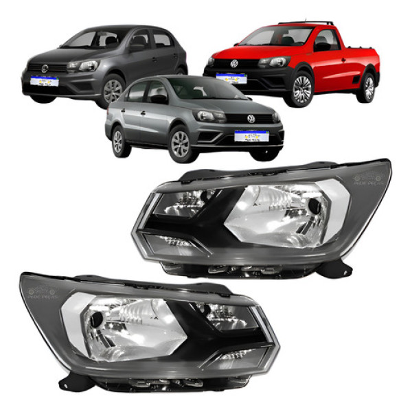 Par Farol Gol Voyage G8 Saveiro G7 2018 A 2021 Friso Preto Ambos Lados