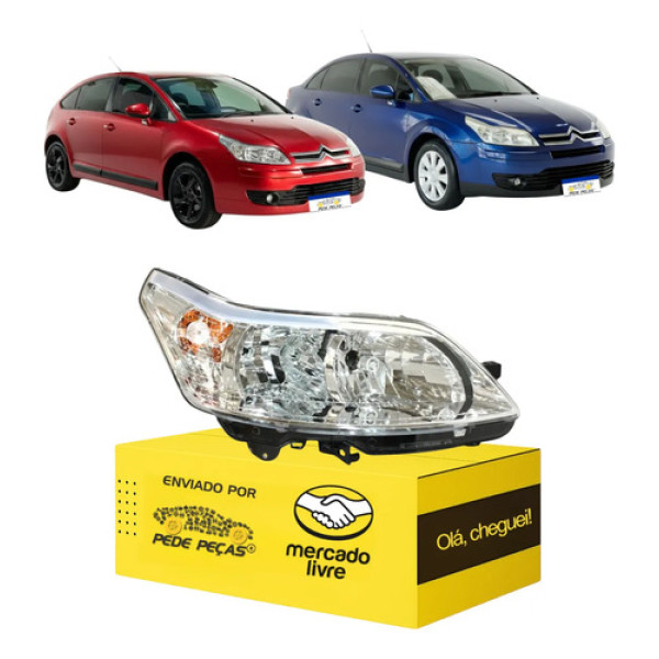 Farol Citroen C4 Pallas Hatch 2007 2008 2009 10 A 2013 Duplo
