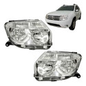Farol Renault Duster 2012 2013 2014 2015 Cromado Par Direito
