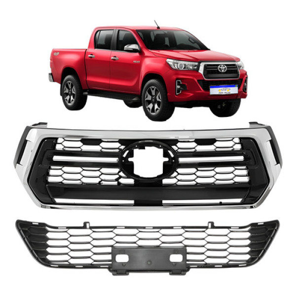 Kit Grade Dianteira Toyota Hilux 2019 2020 Srv Srx Std Novo Cromado Fosco