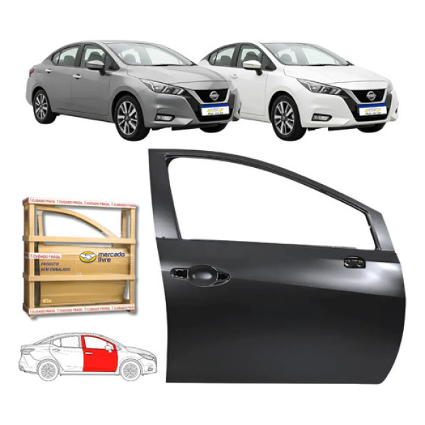 Porta Dianteira Versa Nissan 2021 2024 2025 A 2026 Ld Dianteira Direito Preto