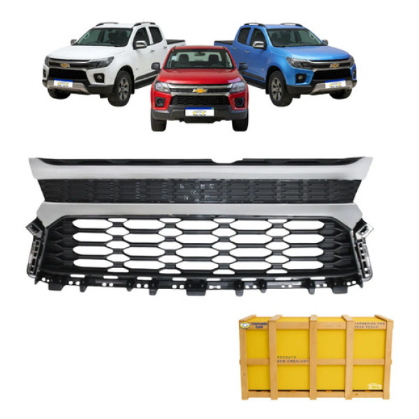 Grade Central Dianteira Gm S10 2021 2022 2023 2024 Nova Preto/cromado Fosco/brilhante