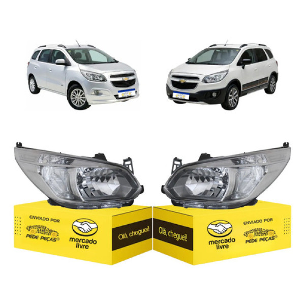 Farol Chevrolet Spin 2012 2013 2014 2015 A 2018 Cromomix Par Ambos Lados