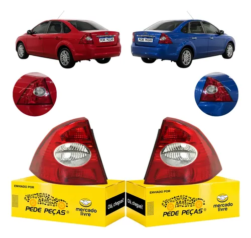 Par Lanterna Traseira Ford Focus Sedan 2009 10 11 12 2013 Ambos Lados Vermelho/cristal