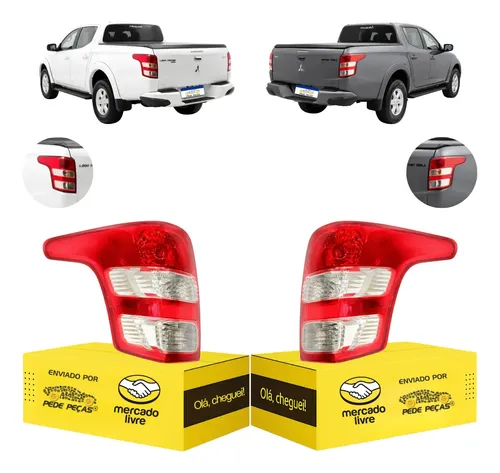 Par Lanterna L200 Triton Sport Gls Gl 2017 18 19 20 A 2025 Ambos Lados Vermelho