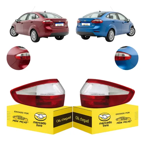 Par Lanterna Ford New Fiesta Sedan 2014 2015 2016 2017 Canto Ambos Lados Cristal