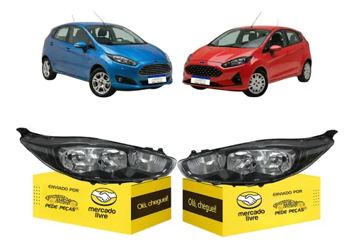 Par Farol Ford New Fiesta Mascara Negra 2013  2014 A 2019 Direito