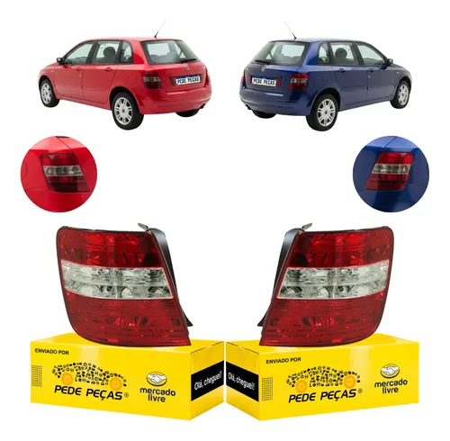 Par Lanterna Sinaleira Fiat Stilo 2002 2003 2004 05 06 2007 Ambos Lados Vermelho Cristal
