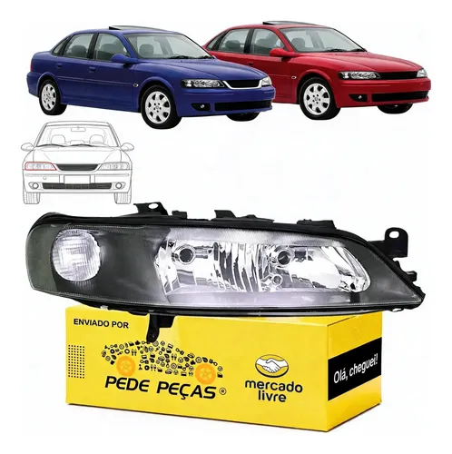 Farol Chevrolet Vectra 1999 A 2005 Direito Mascara Negra Ld Direito