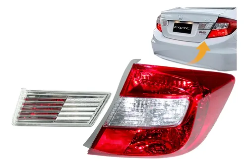 Par Lanterna Honda Civic  2012 2013 2014 A 2016 Lado Direito Direito Cristal