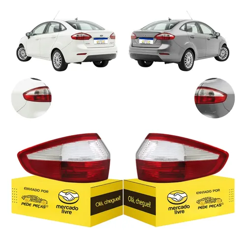 Lanterna Ford New Fiesta Sedan 2014 2015 2016 2017 Canto Par Ambos Lados Cristal