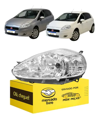 Farol Punto 2007 2008 2009 2010 2011 2012 L.e Cromado Manual Esquerdo/motorista