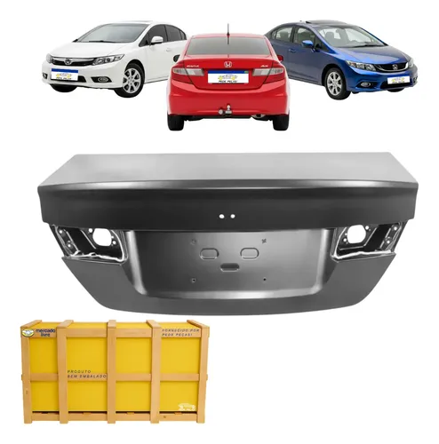 Tampa Traseira Honda Civic 2012 13 14 15 2016 Preto Liso Para Pintura