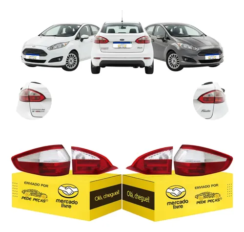 Kit Lanternas Canto Tampa New Fiesta Sedan 2014 15 16 2017 Ambos Lados Cristal