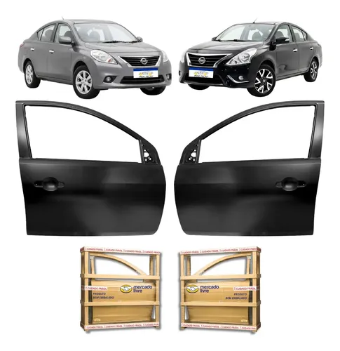 Par Porta Dianteira Nissan Versa 2011 A 2020 Novo Dianteira Ambos Os Lados Preto