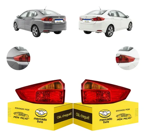 Par Sinaleira Traseira Canto Honda City 2015 2016 2017 Ambos Lados Vermelho/ambar
