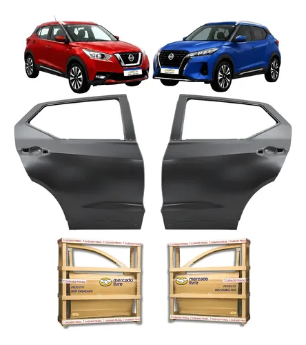Par Porta Traseira Nissan Kicks 2016 2021 A 2024 Novo Traseira Ambos Os Lados Preto