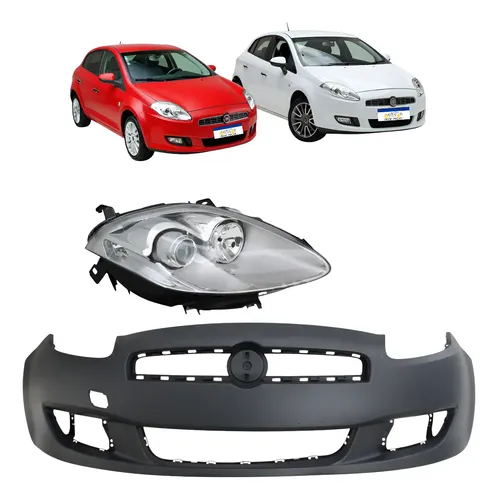Parachoque Dianteiro Farol Direito Fiat Bravo 2011 A 2014 Preto