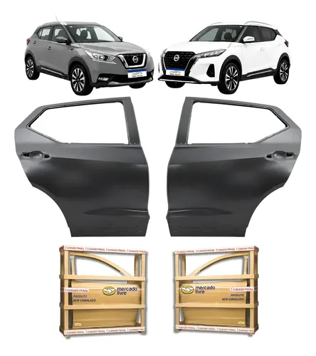 Par Porta Traseira Nissan Kicks 2016 2017 A 2024 Novo Traseira Ambos Os Lados Preto